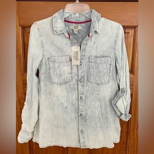 NWT Vintage America Blues Ladies Striped Blue Shirt size S